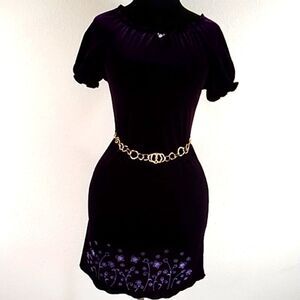 Vintage Handmade Velvet Burgundy Women's Dress Size S Belt Not Included